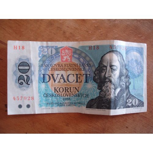 Billet De 20 Couronnes République Tchèque, Dvacet Korun Ceskoslovenskych