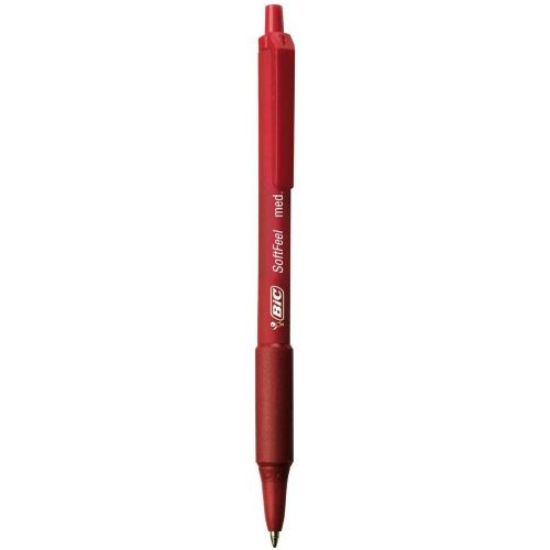 Bic Lot De 3 Stylos À Bille Rétractable Soft Feel Clic Grip Pointe Moyenne Rouge