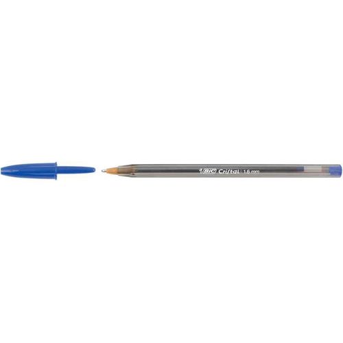Bic Lot De 6 Stylos À Bille Cristal Large 1,6 Mm Bleu