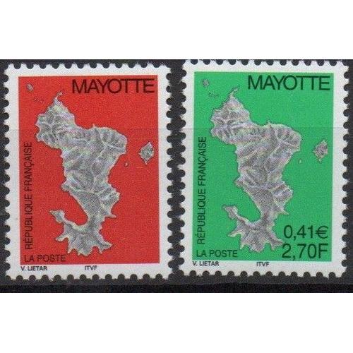 Mayotte Timbres Carte De L' Île 2001