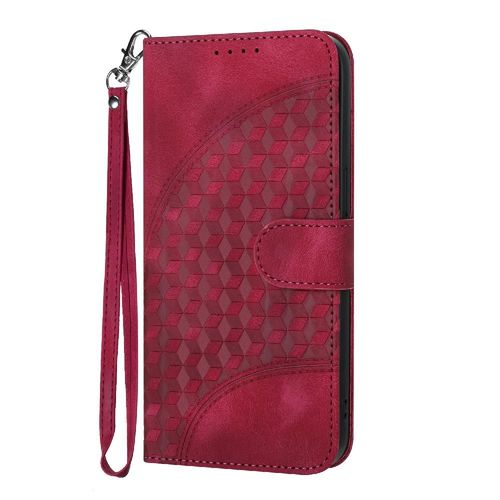 Étui Pour Sony Xperia Xz2 Titulaire De La Carte Magnétique Motif Géométrique Étui En Cuir Antichoc Couverture En Cuir Pu Flip Business - Rose Rouge