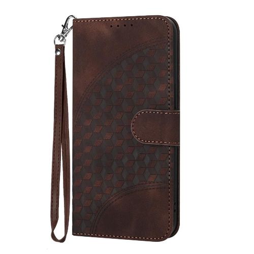 Étui Pour Sony Xperia Xz2 Titulaire De La Carte Magnétique Motif Géométrique Étui En Cuir Antichoc Couverture En Cuir Pu Flip Business - Le Brun