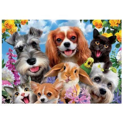 Puzzle Selfie Photo Animaux De Compagnie : Chats, Chiens, Lapin - Puzzle 200 Pieces, Enfant 7 Ans - Set Puzzle + Carte