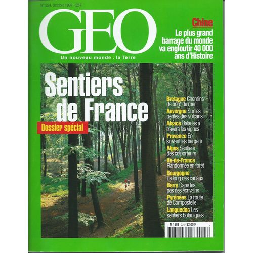 Geo N° 224 - Sentiers De France. Dossier Spécial.