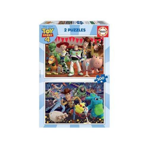 Toy Story 4 - Pack Puzzles Woody, Buzz L'eclair Et Amis 2 X 100 Pieces - Disney Pixar - Set Puzzle Enfant + Carte