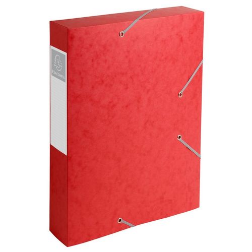 Exacompta - Chemise 3 Rabats Et Élastique Cartobox Dos De 6 Cm En Carte Lustrée 5/10e - 24x32 Cm - Rouge - Lot De 10