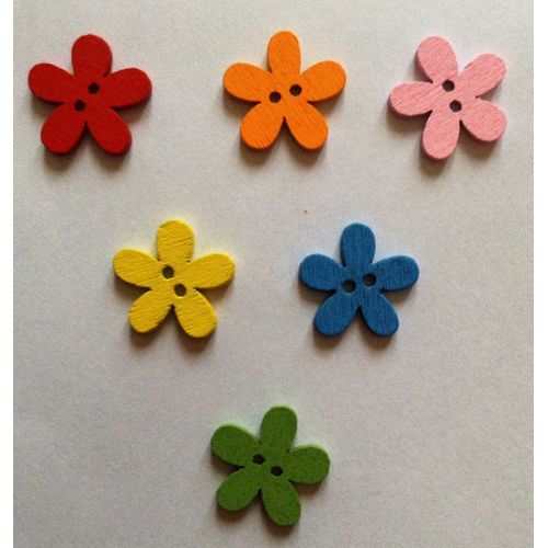 Lot 20 Boutons Fleur En Bois Pour Scrapbooking