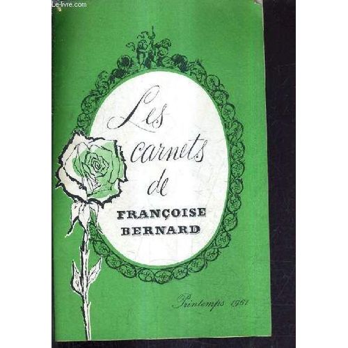 Les Carnets De Francoise Bernard - Printemps 1961 - Menus De Printemps - Crème De Volaille - Minestrone - Caneton Aux Olives - Foie Sauté À L'américaine - Tomates Au Fromage - Entremets Aux ...