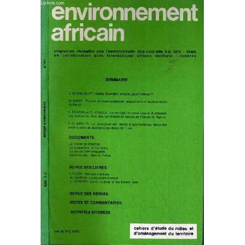 Environnement Africain - Programme  Formation Pour L'environnement Volume Ii - N°3 - 1976 / J. Bugnicourt: Quelle Alternative Urbains Pour L'afrique?, N.Naciri: Pouvoir De Commandement ...