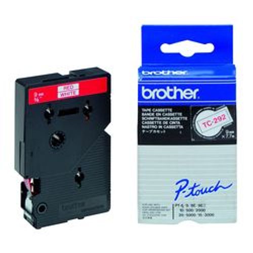 Brother - Blanc, rouge - Rouleau (0,9 cm x 7,7 m) 1 unités bande imprimante - pour P-Touch PT-15, PT-20, PT-2000, PT-3000, PT-500, PT-5000, PT-6, PT-8, PT-8E