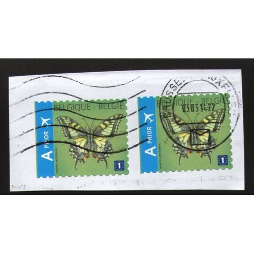Belgique Lot 2 Oblitérés Ronde Et Vagues Used Stamp Papillon Butterfly
