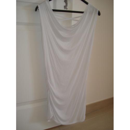 T-Shirt Tunique Blanc, Dos Nu - Taille S