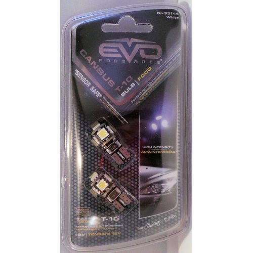 Lot De 2 Ampoules 5 Leds T10 Canbus  Blanc