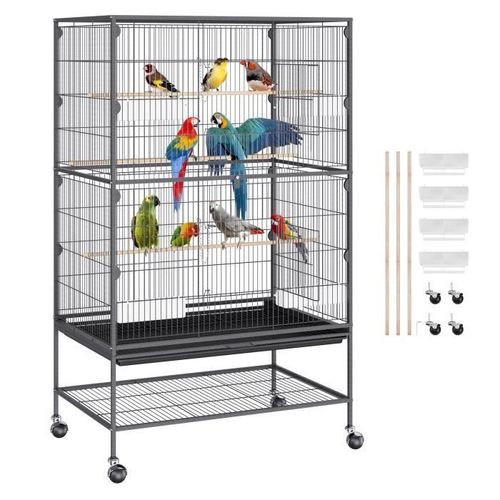Cage Oiseau - Vevor - Grande Cage À Oiseaux Sur Roulettes Avec Support Roulant 132 Cm Intérieur