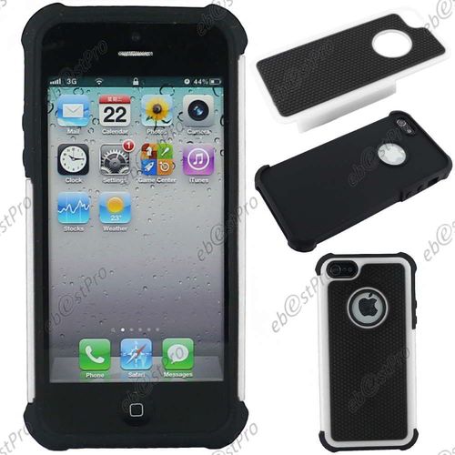 Ebeststar ® Coque Duo Bi-Couches En Silicone Et Polycarbonate Pour Apple Iphone 5s 5, Couleur Blanc