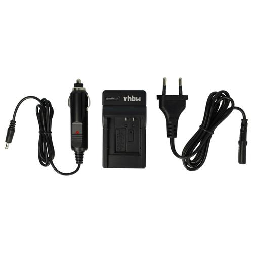 vhbw Chargeur compatible avec Olympus SP-720UZ, SH-21, SH-25MR, DZ-105, LS-100 caméra caméscope action-cam + câble de voiture + témoin de charge 4,2 V