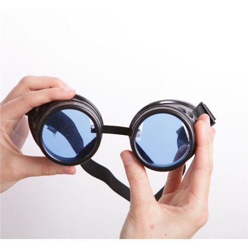 Lunettes Steampunk Rondes Simples Aviateur Plastique Dévissables Verres Amovibles Bleu Rouge Vert Jaune Taille Unique Réglable Style Mode Steampunk Déguisement Costume Cosplay Convention Black Sugar