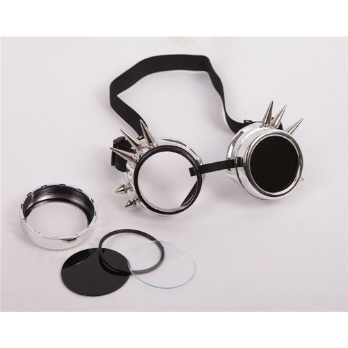 Pack Steampunk Chapeau Haut De Forme Lunettes À Pointes Dorées Argentées Noires Set De Verres Amovibles Couleurs Bleu Jaune Rouge Vert Déguisement Cosplay Costume Convention Black Sugar