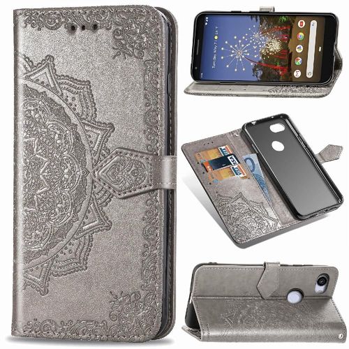 Étui Pour Google Pixel 3a Xl Motif Exquis Simple Entreprise Couverture Rabotant Étui En Cuir Antichoc - Gris