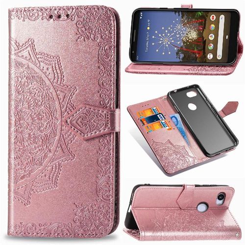 Étui Pour Google Pixel 3a Xl Antichoc Couverture Rabotant Simple Entreprise Étui En Cuir Motif Exquis - Doré