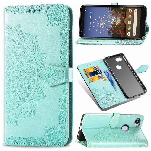 Étui Pour Google Pixel 3a Xl Antichoc Couverture Rabotant Simple Entreprise Étui En Cuir Motif Exquis - Vert