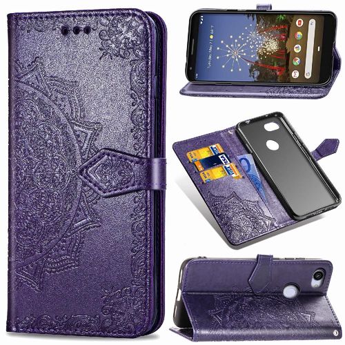 Étui Pour Google Pixel 3a Xl Antichoc Couverture Rabotant Simple Entreprise Étui En Cuir Motif Exquis - Violet
