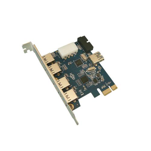 Carte PCIE 7 ports USB3 : 4 externes, 1 interne, 2 sur connecteur interne 19 points - CHIPSET NEC - GENESYS LOGIC