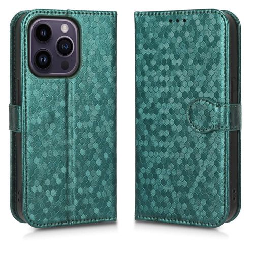 Étui Pour Iphone 15 Pro Max Fermoir Magnétique Couverture Portefeuille En Cuir, Motif Géométrique - Vert