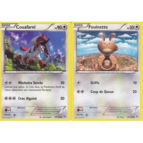 2 Cartes Pokemon - Couafarel - 87/106 + Fouinette - 81/106 - Xy Etincelles -