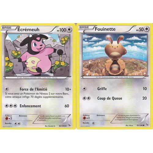 2 Cartes Pokemon - Ecremeuh - 83/106 + Fouinette - 81/106 - Xy Etincelles -