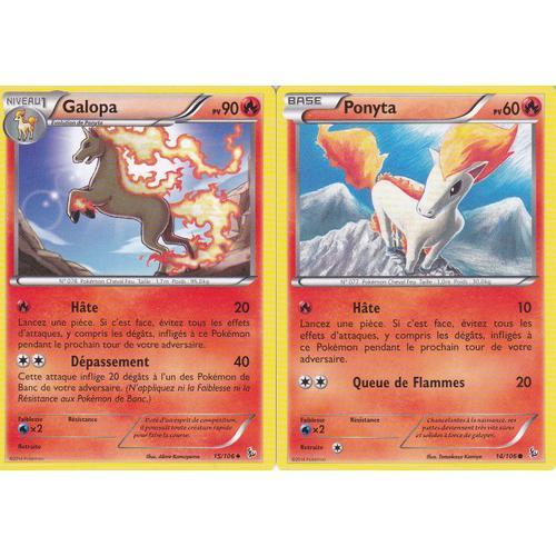 2 Cartes Pokemon - Galopa - 15/106 + Ponyta - 14/106 - Xy Etincelles -
