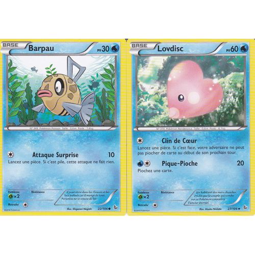 2 Cartes Pokemon - Lovdisc 27/106 + Barpau 22/106 - Xy Etincelles -