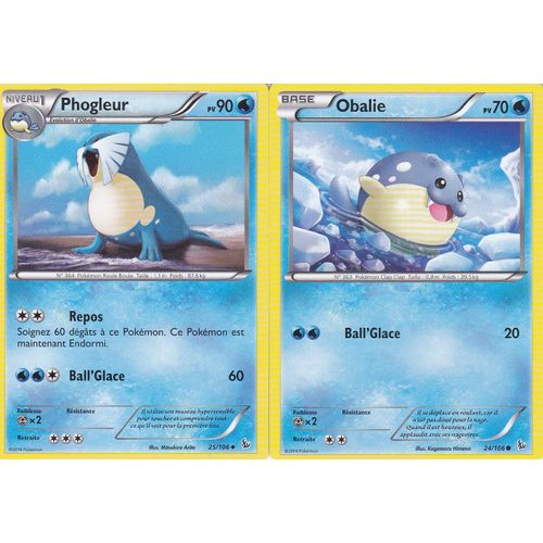 2 Cartes Pokemon - Obalie 24/106 + Phogleur 25/106 - Xy Etincelles -