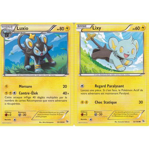 2 Cartes Pokemon - Luxio 33/106 + Lixy 32/106 - Xy Etincelles -