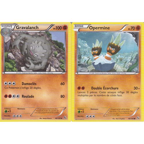 2 Cartes Pokemon - Gravalanch 46/106 + Opermine 48/106 - Xy Etincelles -