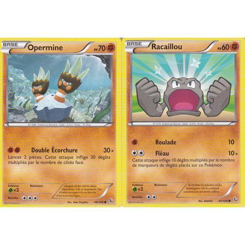 2 Cartes Pokemon - Opermine 48/106 + Racaillou 45/106 - Xy Etincelles -