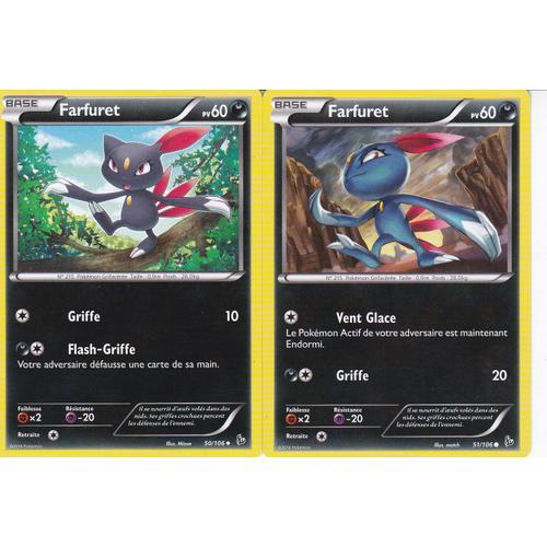 Lot De 2 Cartes Pokemon - Moufouette 53/106 + Moufouette 54/106 - Xy Etincelles -