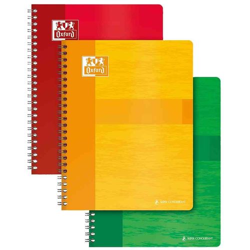 Oxford Lot De 3 Cahiers À Spirale, 240 X 320 Mm, Quadrillé, 180 Pages, 90g/M²
