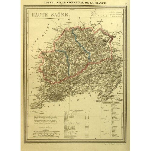Carte Géographique Atlas Communal De L'empire Français 1859  Département Haute Saône