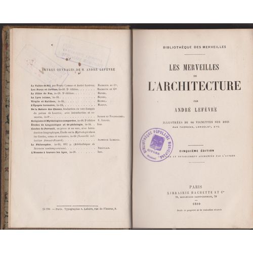 Les Merveilles De L'architecture. Bibliothèque Des Merveilles. Ref 51239
