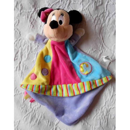 Doudou Minnie Souris Disney Plat Nicotoy Gros Pois Cercles Elephant Multicolore Jaune Rose Bleu Violet