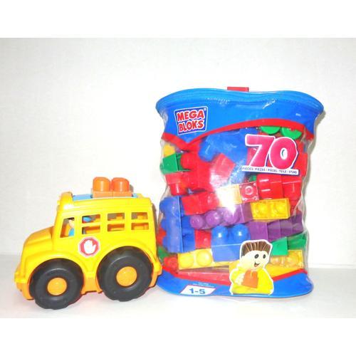 70 Cubes Sac Megabloks + Autocar Ou Bus Mega Bloks