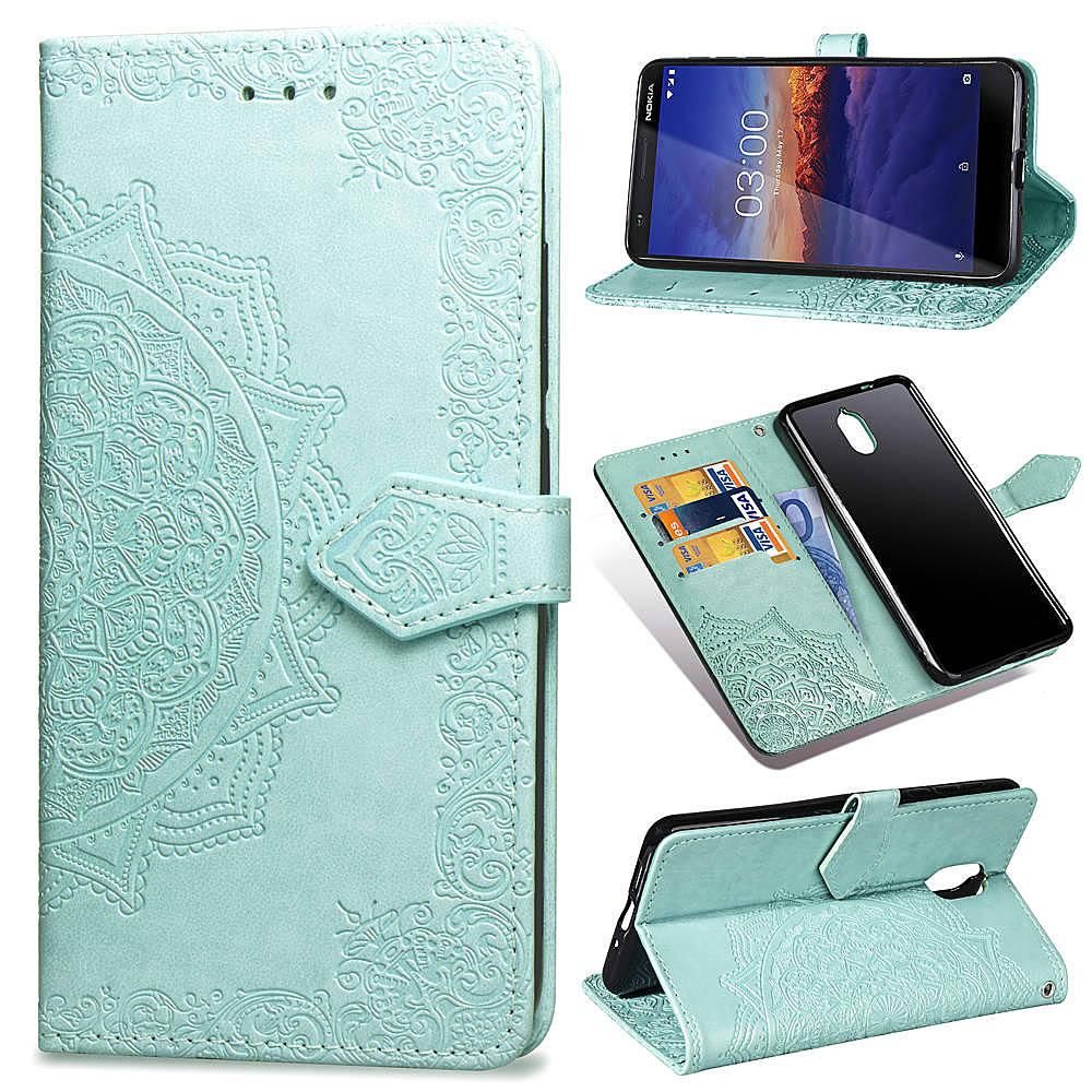 Étui Pour Nokia 3.1 Antichoc Couverture Rabotant Motif Exquis Simple Entreprise Étui En Cuir - Vert