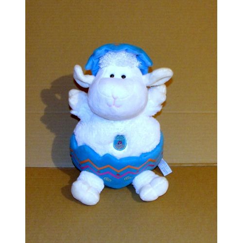 Doudou Peluche Mouton Musical Dans Oeuf Bleu 30 Cm