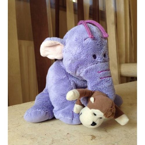 Doudou Peluche Éléphant Mauve Et Son Singe Disney Nicotoy 17 Cm