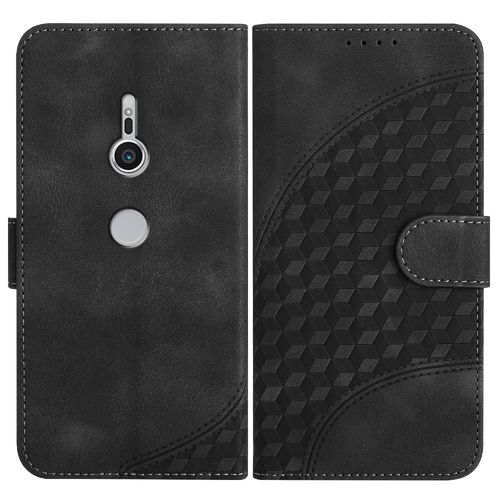 Étui Pour Sony Xperia Xz2 Flip Business Titulaire De La Carte Magnétique Étui En Cuir Antichoc Couverture En Cuir Pu Motif Géométrique - Noir