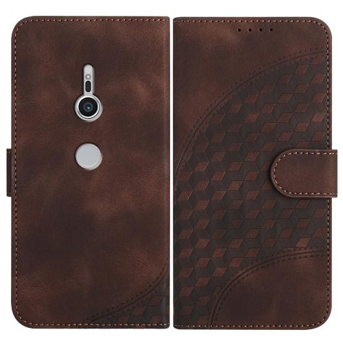 Étui Pour Sony Xperia Xz2 Flip Business Titulaire De La Carte Magnétique Étui En Cuir Antichoc Couverture En Cuir Pu Motif Géométrique - Le Brun
