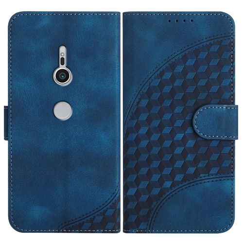 Étui Pour Sony Xperia Xz2 Flip Business Motif Géométrique Titulaire De La Carte Magnétique Étui En Cuir Antichoc Couverture En Cuir Pu - Bleu