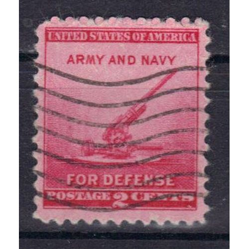 Etats-Unis D'amerique 1940 : Propagande Pour La Défense Nationale : Canon Américain - Timbre 2 C. Rouge Carminé Oblitéré