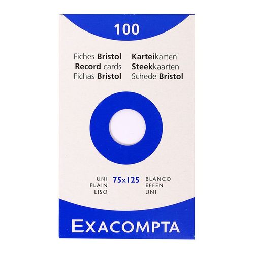 Exacompta Étui De 100 Fiches Bristol Blanc 75/125